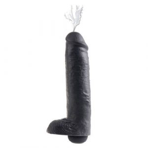 King Cock 11 Inch Squirting Cock With Balls Black