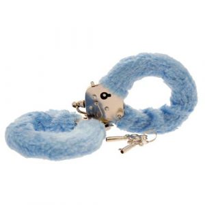 Toy Joy Furry Fun Hand Cuffs Pale Blue Plush