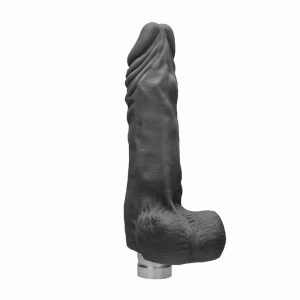 RealRock 9 Inch Black Realistic Vibrating Dildo With Balls Side