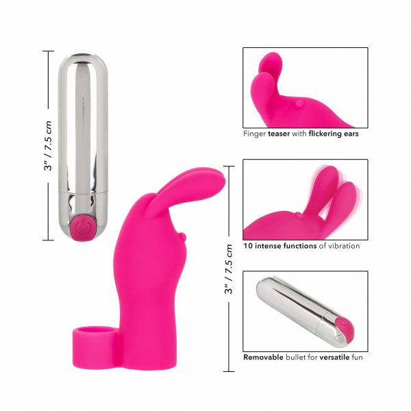 Intimate Play Pink Rechargeable Bunny Finger Vibrator detail