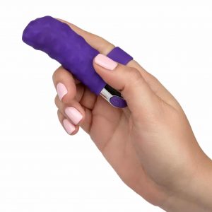 Intimate Play Purple Rechargeable Finger Teaser in hand