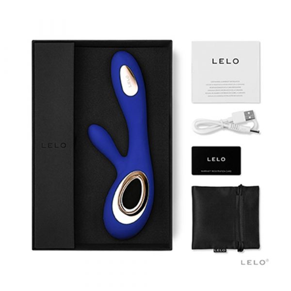 Lelo Soraya Wave Midnight Blue Dual Rechargeable Vibrator Packaging