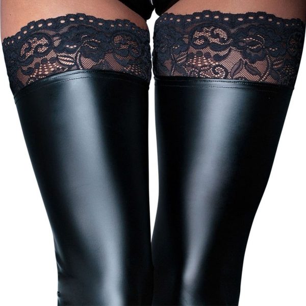Noir Handmade Black Footless Lace Top Stockings 2