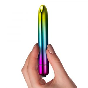 Rocks Off Prism Rainbow Bullet Vibrator in hand