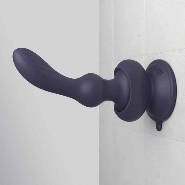 3Some Wall Banger Blue Remote Control P-Spot Massager on wall