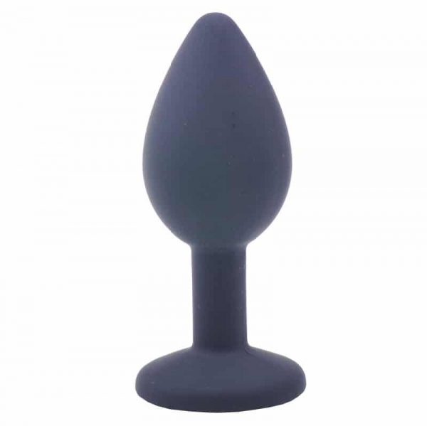 Small Black Jewelled Silicone Butt Plug Side
