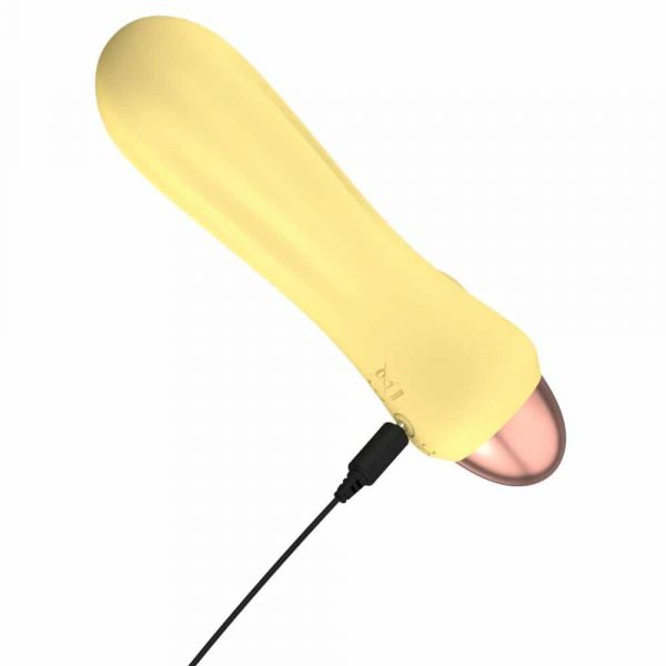 Cuties Silk Touch Rechargeable Mini Vibrator (Yellow) recharging