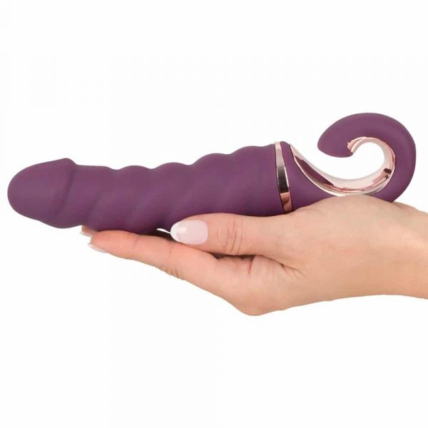 Javida Shaking Rechargeable Vibrator (Purple) in hand