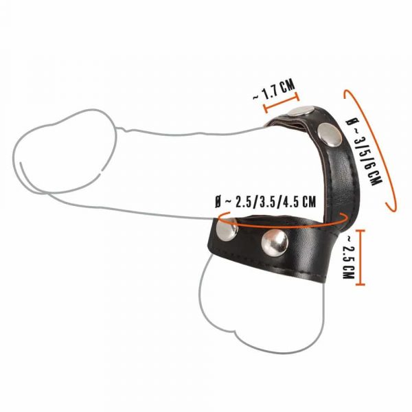 Rebel Mens Gear Cock Strap With Ball Stretcher dimensions