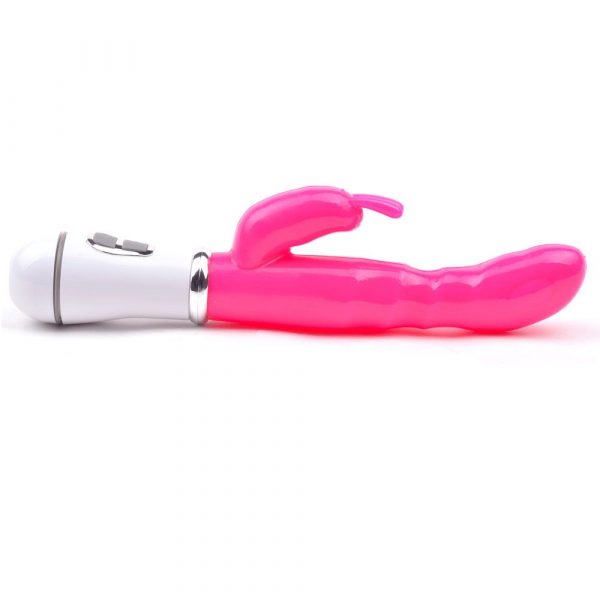 Slim G-Spot Twelve Speed Rabbit Vibrator Neon Pink on side