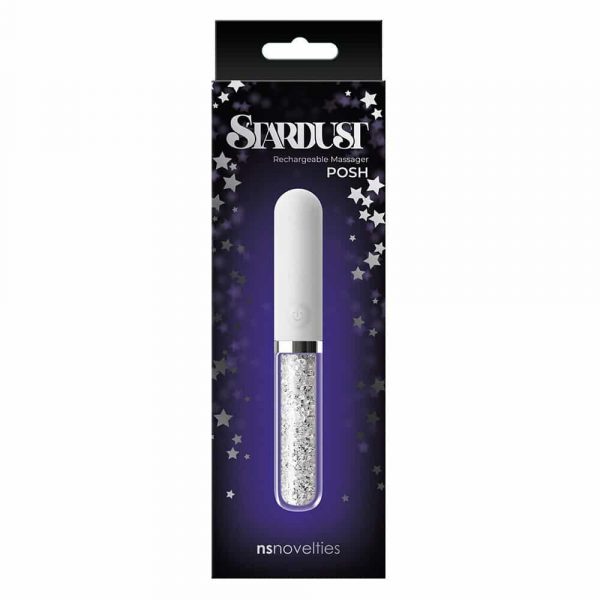 Stardust Charm 6 Inch Rechargeable Vibrator (White) packaged