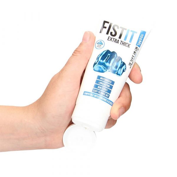 Fist It Extra Thick 100ml Lubricant in hand