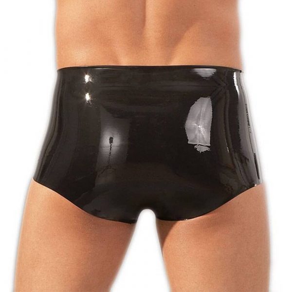 Latex Boxers With Penis Sleeve (Black) Back