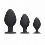 Ouch Silicone Swirled Butt Plug Set (Black)