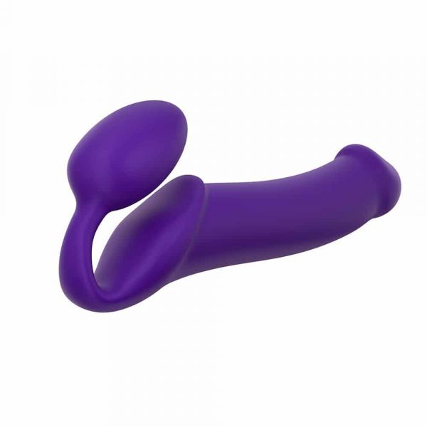 Silicone Bendable Purple Strapless Strap On (Large) - Side