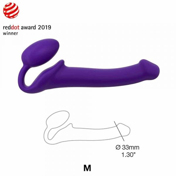 Silicone Bendable Purple Strapless Strap On (Medium) - Size