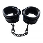 Rouge Padded Black Leather Ankle Cuffs