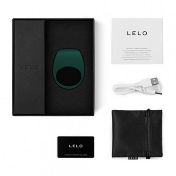 Lelo Tor 2 Green Couples Vibrating Cock Ring Box Contents