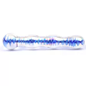 Blue Wavy Glass Dildo