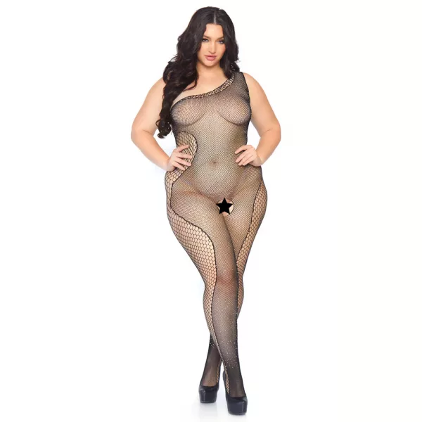 Leg Avenue Crystalized Bodystocking Plus Size UK 14 to 18