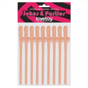 Lovetoy Pack Of 9 Willy Straws Flesh Pink