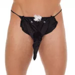 Mens Black G-String With Elephant Animal Pouch