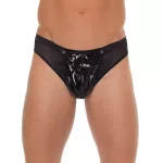 Mens Black G-String With PVC Pouch