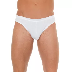 Mens White Cotton G-String