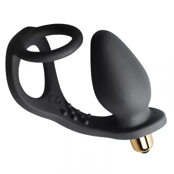 Rocks Off 7 Speed RO-Zen Cock Ring And Anal Plug Black