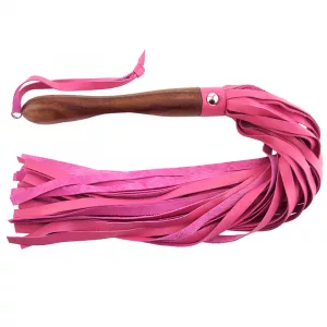 Rouge Garments Wooden Handled Pink Leather Flogger