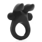 Shots Rabbit Vibrating Cock Ring Black